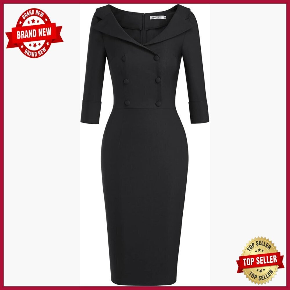 Vintage Sweetheart Neckline 3/4 Sleeve Bodycon Work Cocktail Dress